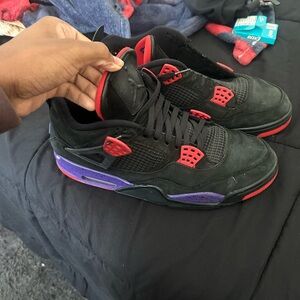 Jordan Black and Purple Sneakers with Red Accents